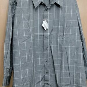 Men's Gray Checkered Shirt Brand New With Teflon Protection K S Signature